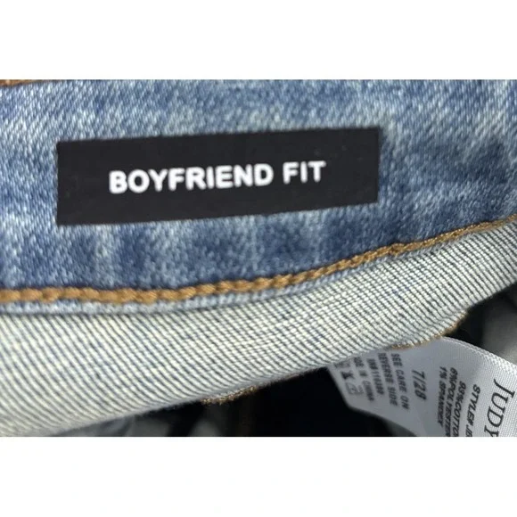 NWT Judy Blue High Waist Patchwork Boyfriend Jeans 7/28 Blue Stretch 88499 Boho - Picture 13 of 14